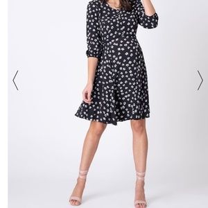Monochrome Floral Maternity & Nursing Dress